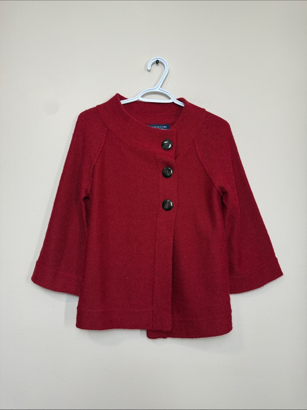 Jones New York Girls' Deep Red Knit Pea Coat size S